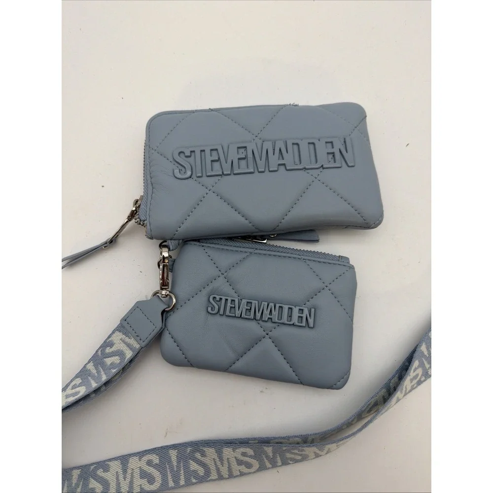 Steve Madden Quilted Wristlet Set/ Blue Haze/ Super Soft